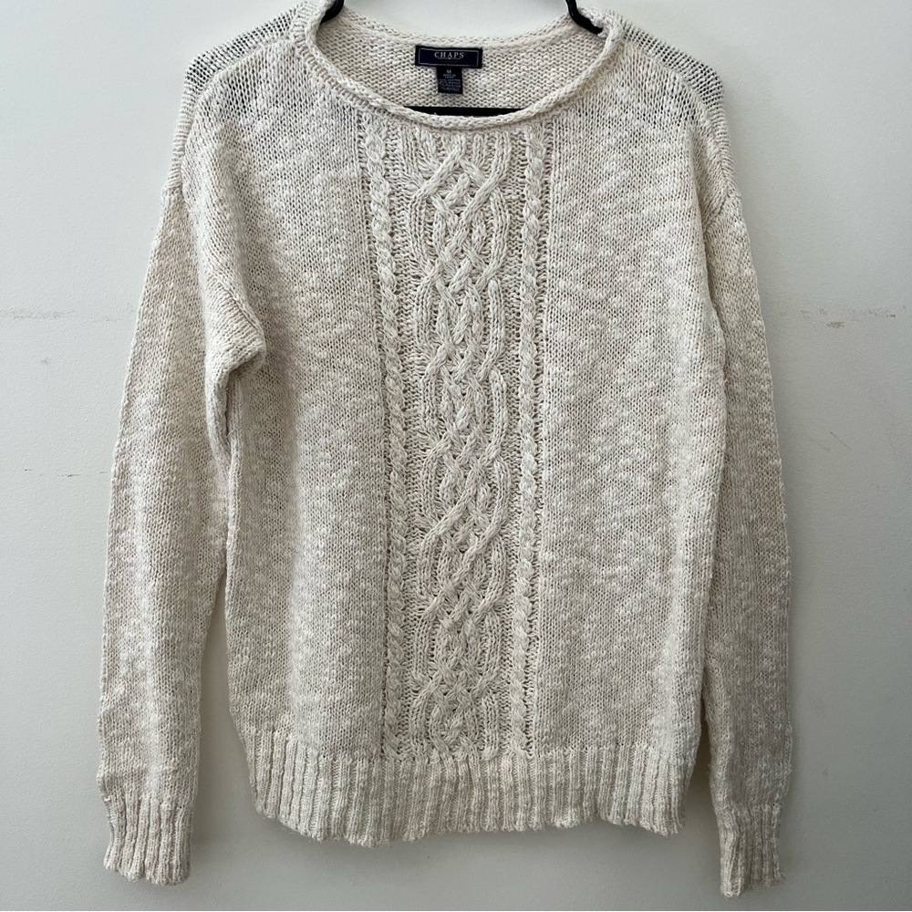 Chaps Off-White Cable Knit Sweater size medium